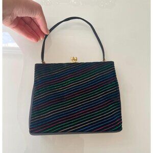 Vintage Rainbow Purse, Clothfair of London, Colorful Sparkle Handbag, Made in UK